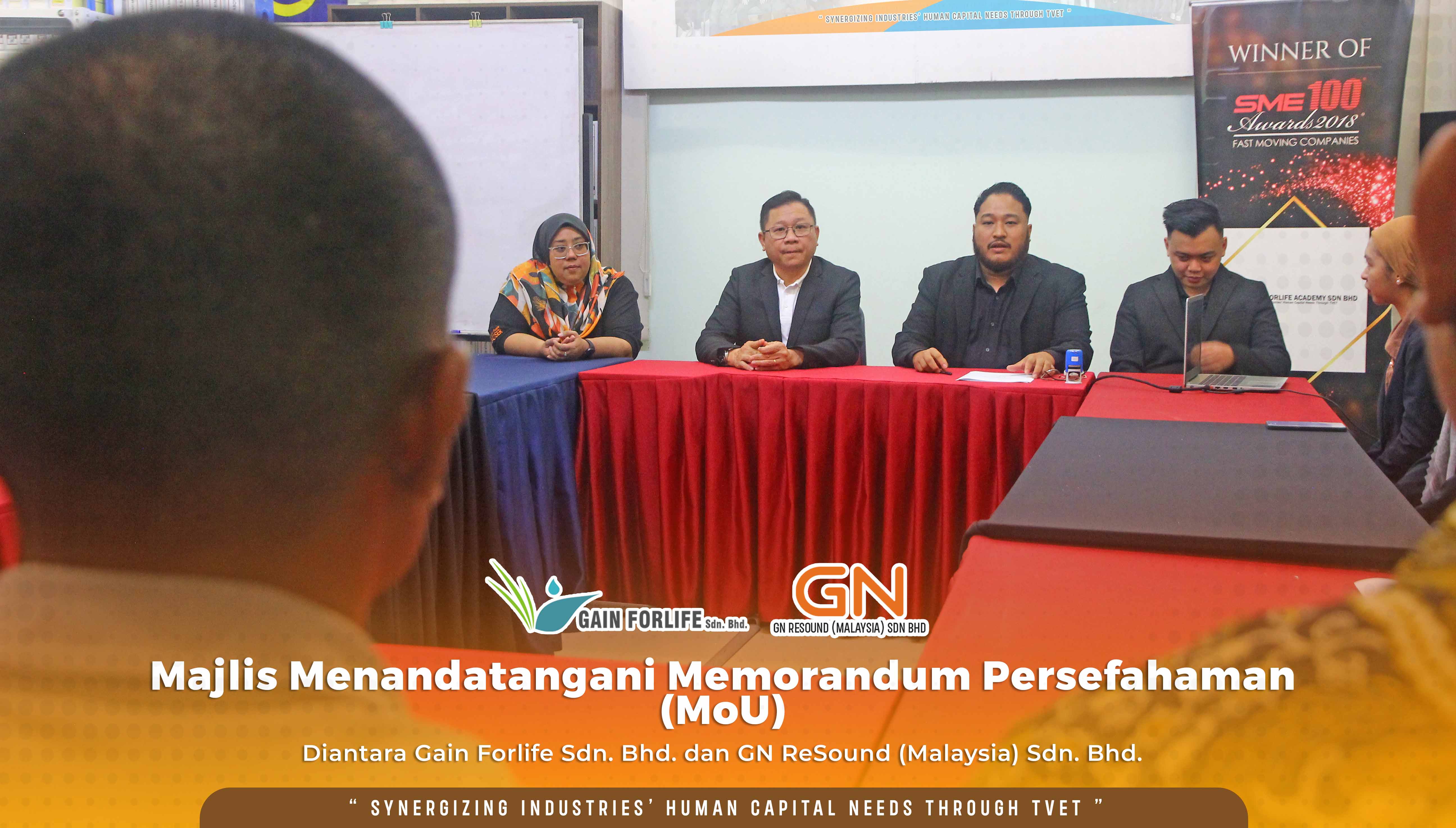 Majlis Menandatangani Memorandum Persefahaman MoU diantara Gain Forlife Sdn Bhd dan GN ReSound (Malaysia) Sdn Bhd